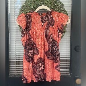 Ulla Johnson Akira metallic silk print top/blouse Size 4. Perfect used condition